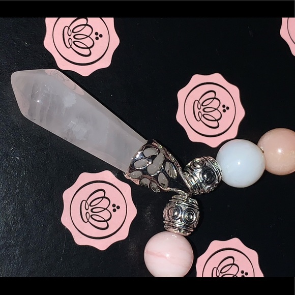 🪬2/$25🪬 New “Ultimate Healer” SS Rose Quartz Point & 8mm Rhodonite Bracelet - Picture 13 of 16